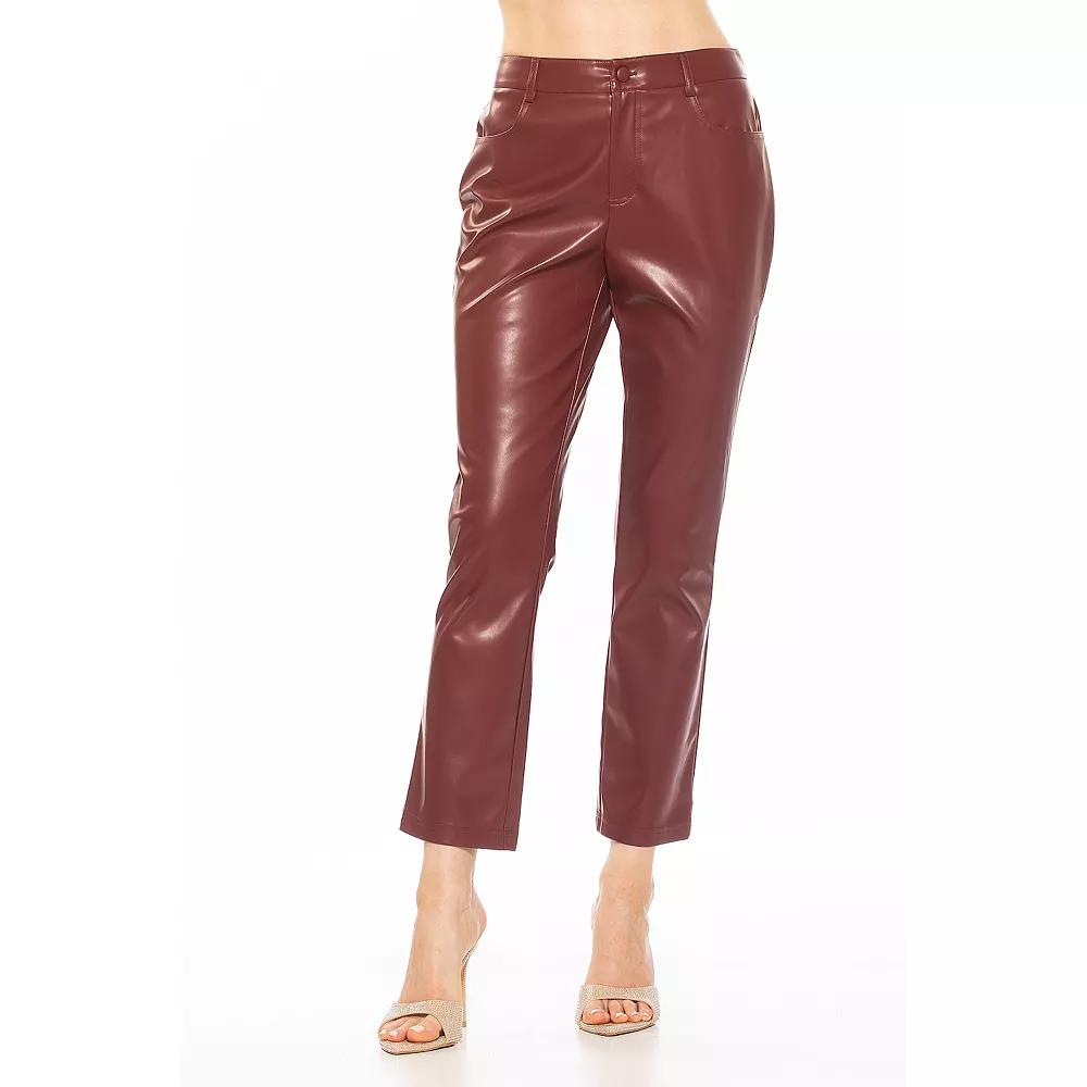 Women's ALEXIA ADMOR Mila Mid Rise Slim Fit Faux Leather Pants,  Product Image