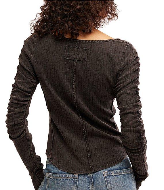 Free People Hope Henley Scoop Neck Long Sleeve Knit Top Product Image