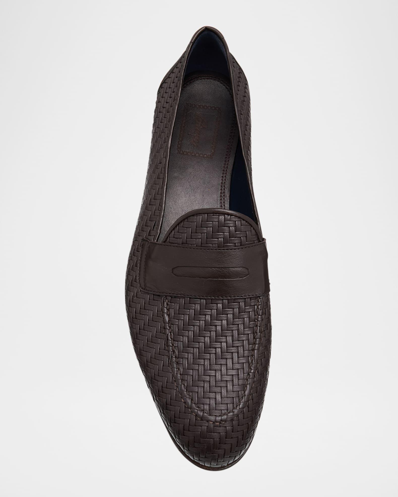 Men's Woven Napa Leather Penny Loafers Product Image