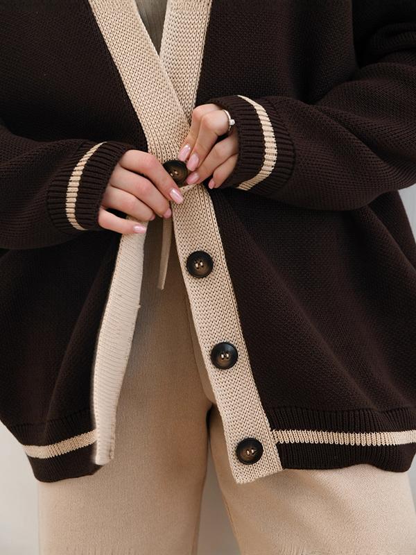 Thickened Contrasting Colours Cardigan Product Image