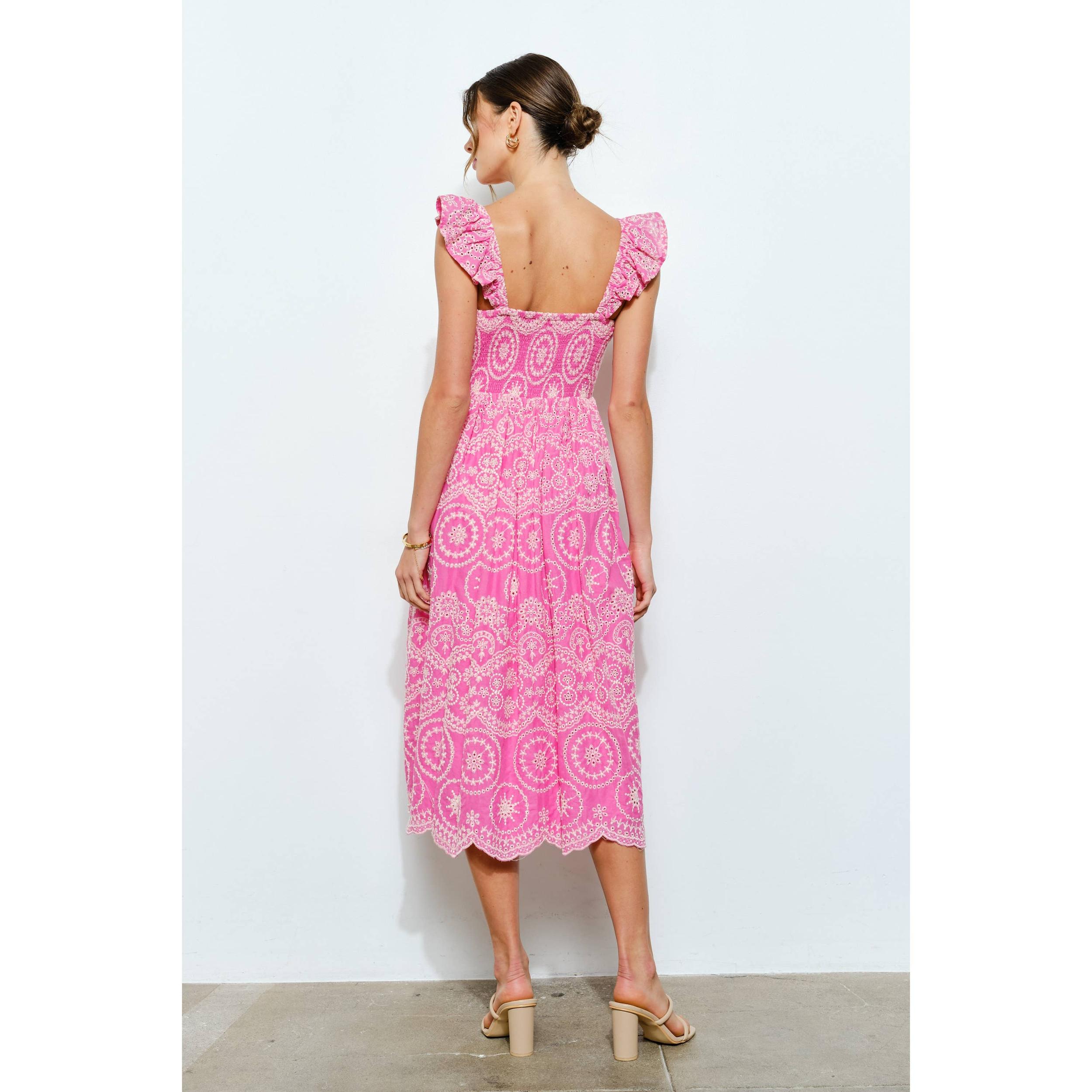 Alessia Eyelet Midi Dress Product Image