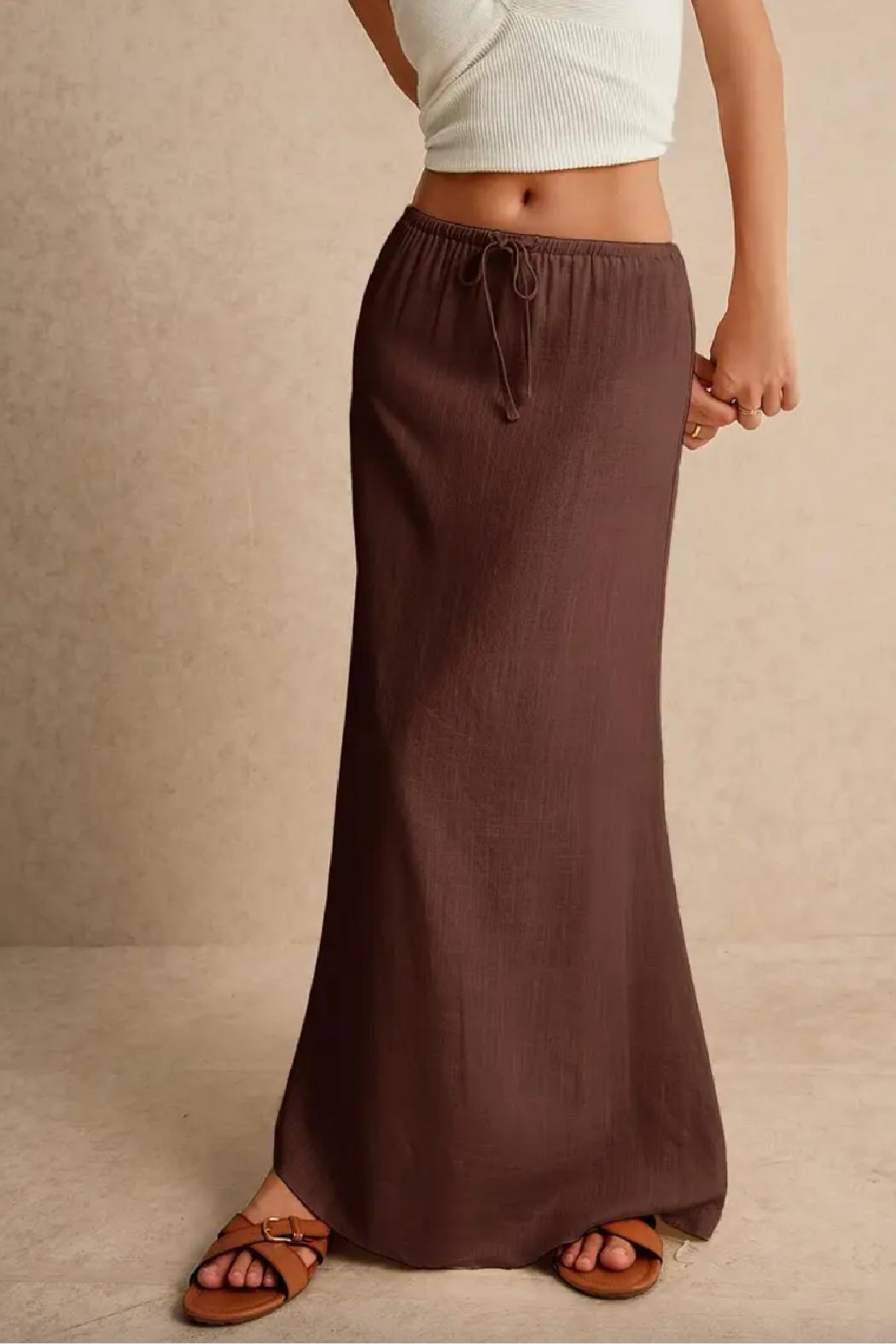 Linen Drawstring Maxi Skirt Product Image