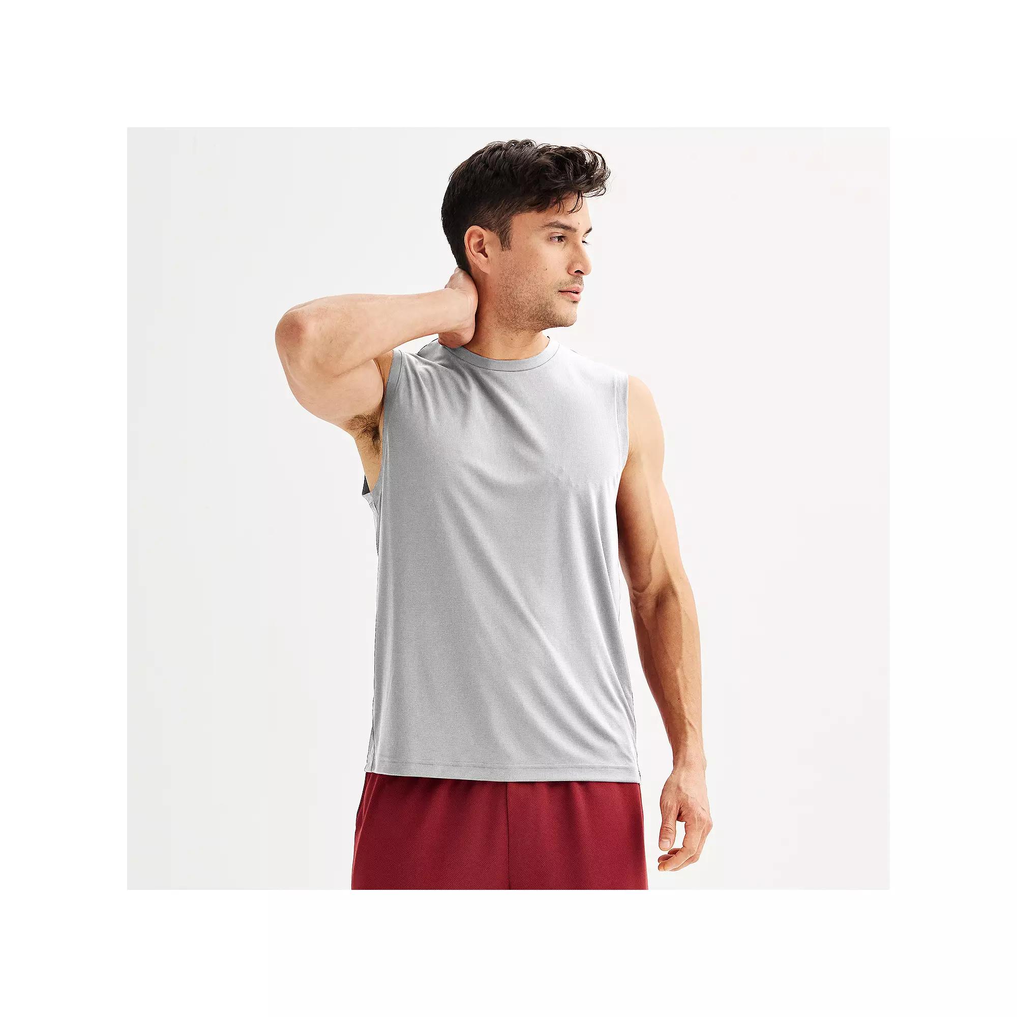 Men's Tek Gear Dry Tek Muscle Tank, Size: XXL, Brittany Blush Grid Product Image