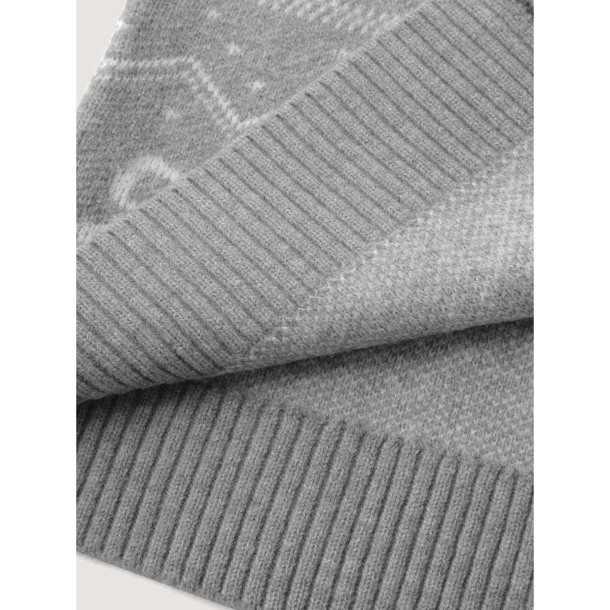 Plus Size Supersoft Holiday Bells Jacquard Button Knit Cardigan Mediumgray Women Leisure Loose Long Sleeve Casual Cardigans BloomChic 22-24/3X Product Image