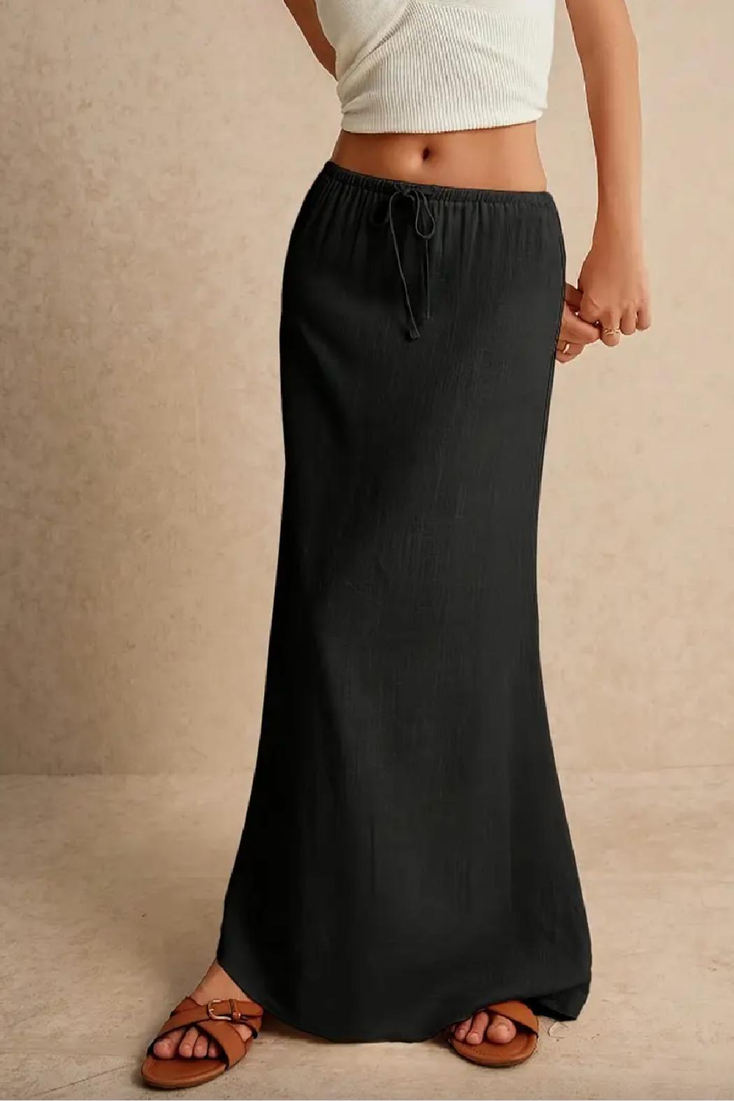 Linen Drawstring Maxi Skirt Product Image