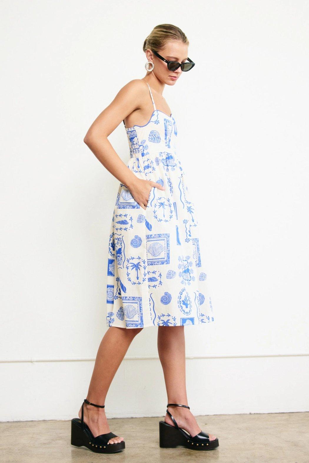 Wavy Neck Beach Dress Product Image