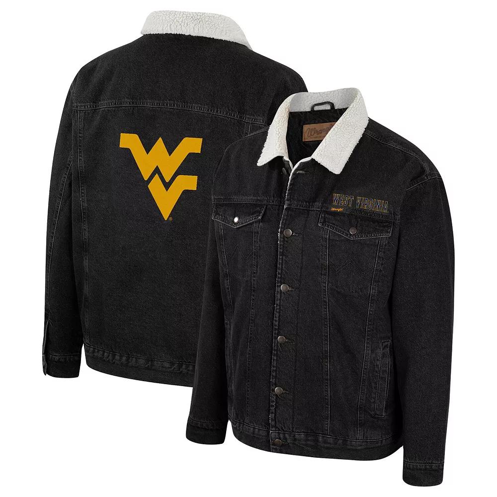 Men's Colosseum x Wrangler Charcoal West Virginia Mountaineers Western Button-Up Denim Jacket,  Product Image
