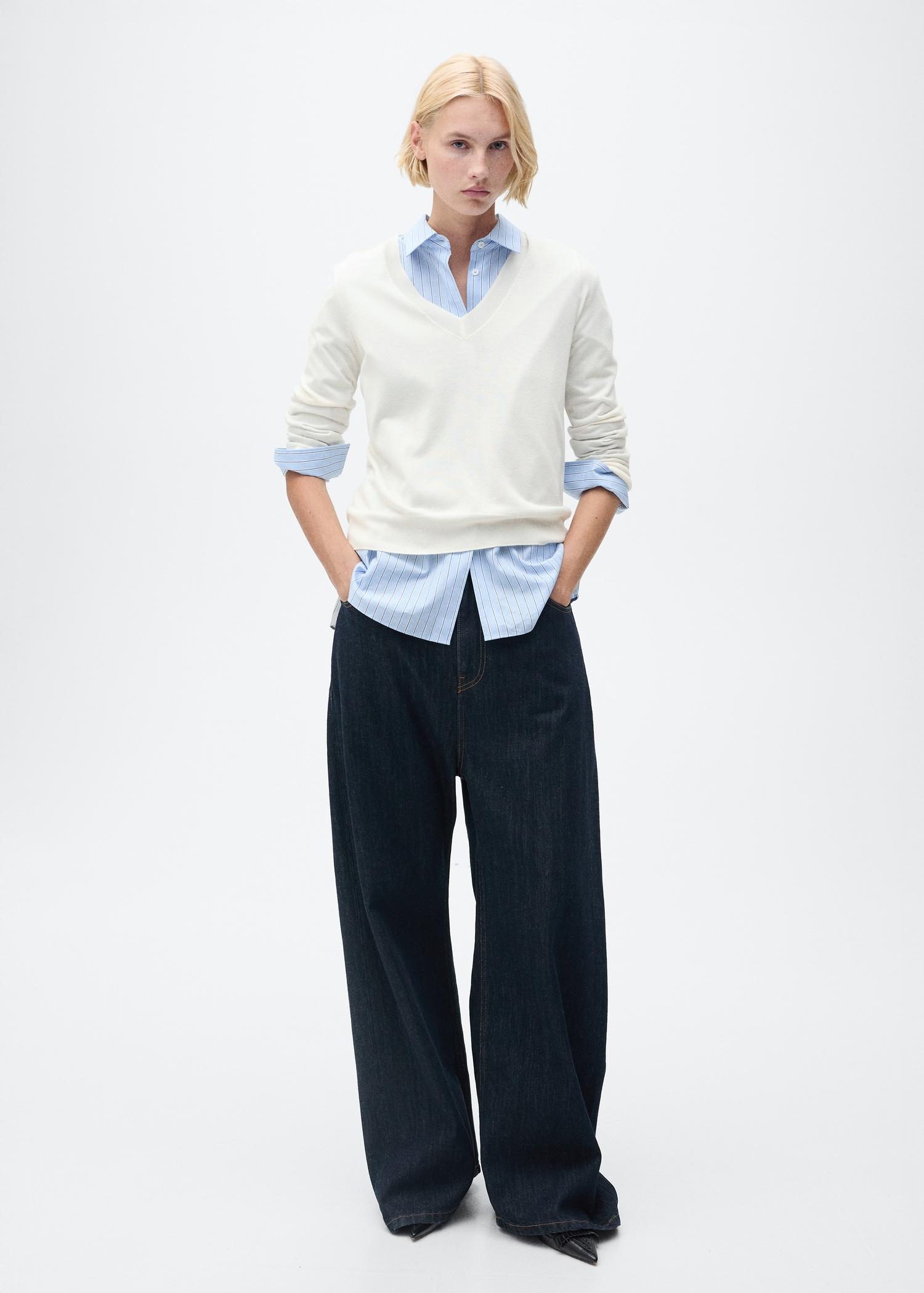 V-neck knit sweater - Women | MANGO USA Product Image