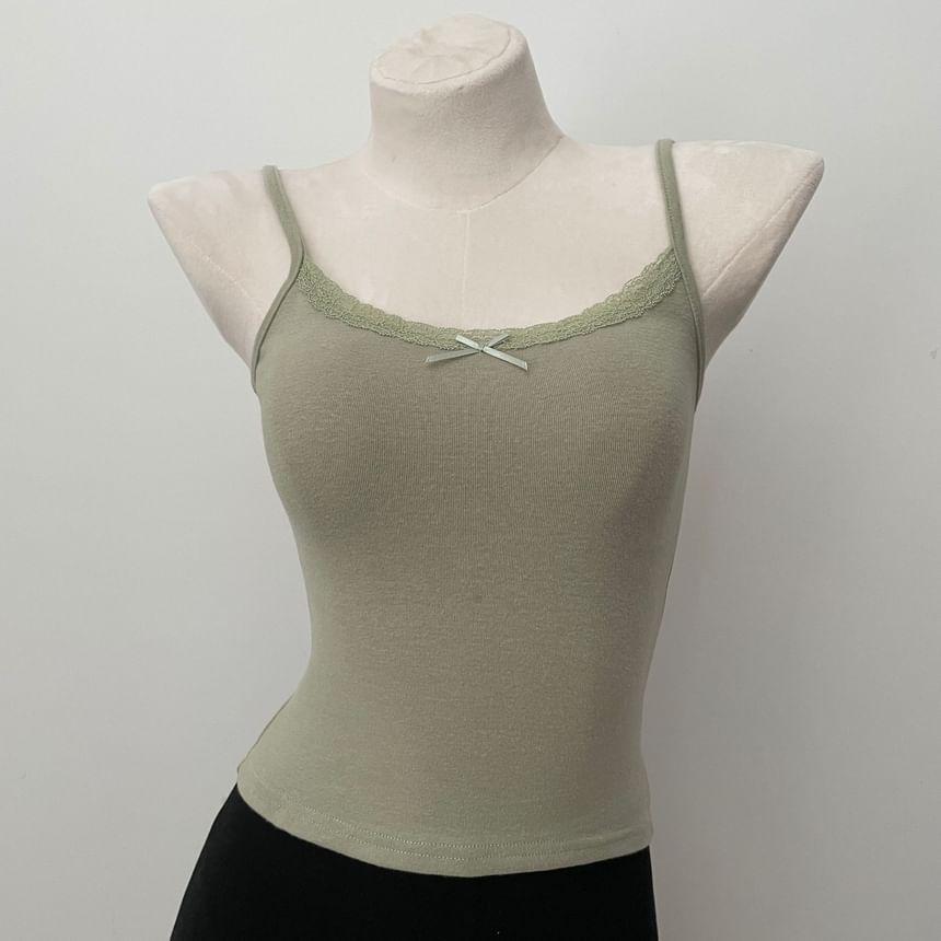 Plain Bow Lace Trim Cami Top Product Image