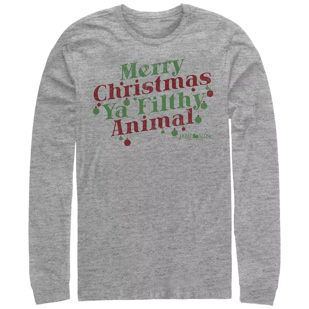 Big & Tall Home Alone Merry Christmas Ya Filthy Animal Long Sleeve Graphic Tee, Men's, Size: Large, Athletic Grey Product Image