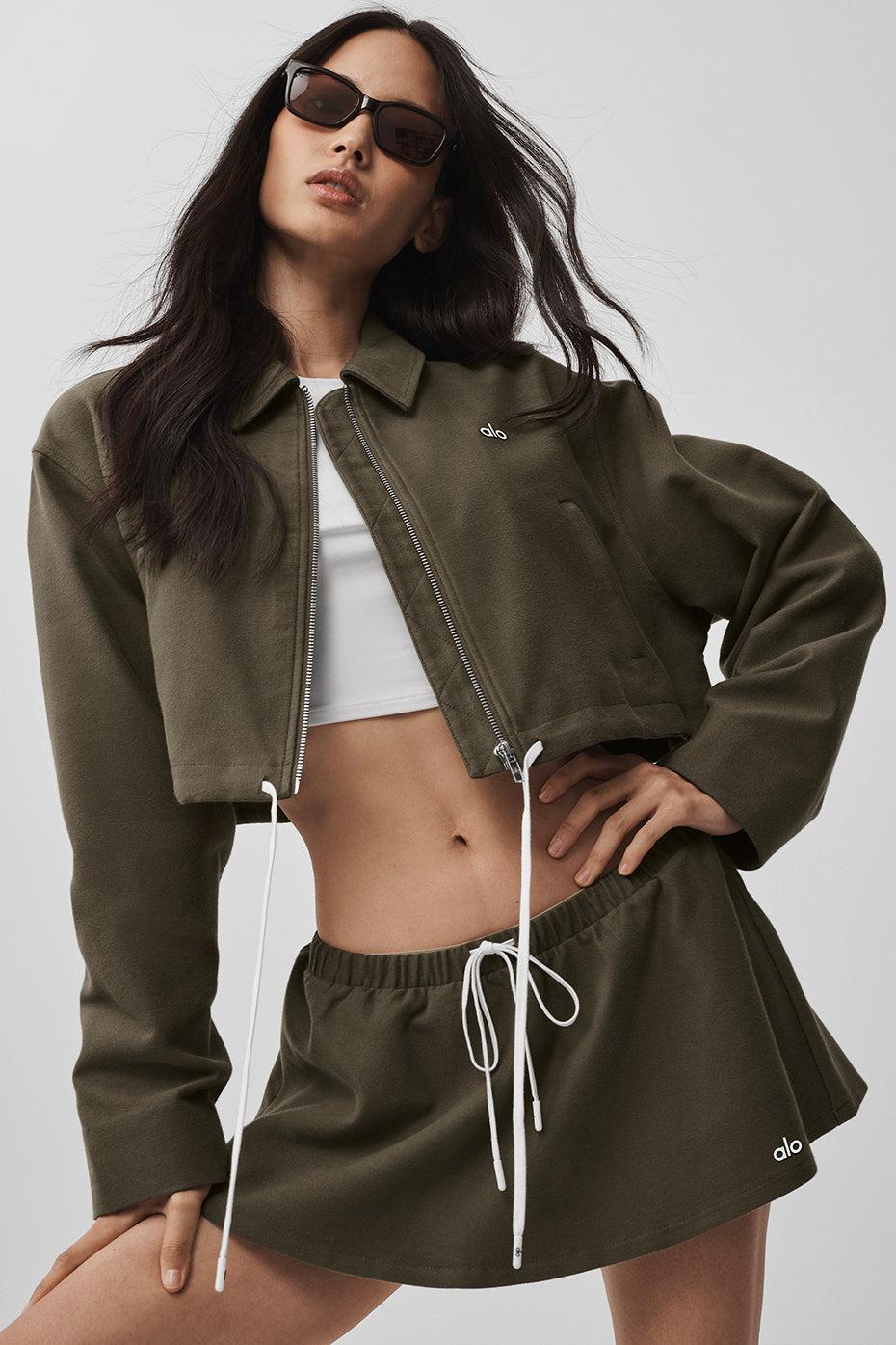 Cropped Fan Favorite Full Zip Jacket - Olive Tree Product Image