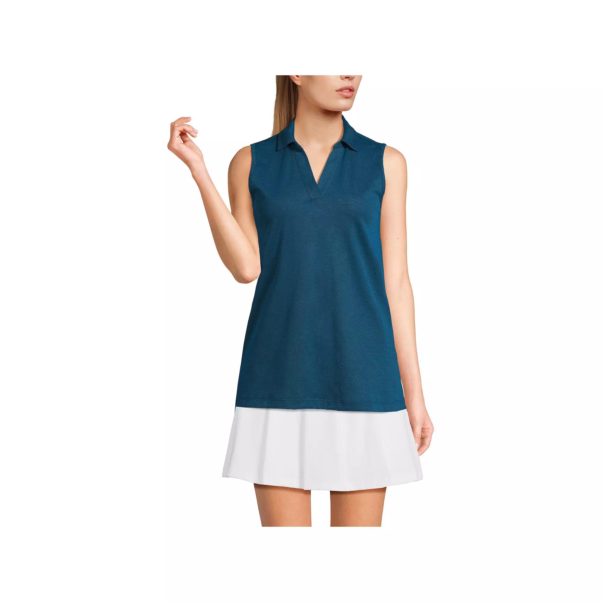 Womens Lands' End Performance Pique Sleeveless Polo Shirt, Women's,  Product Image