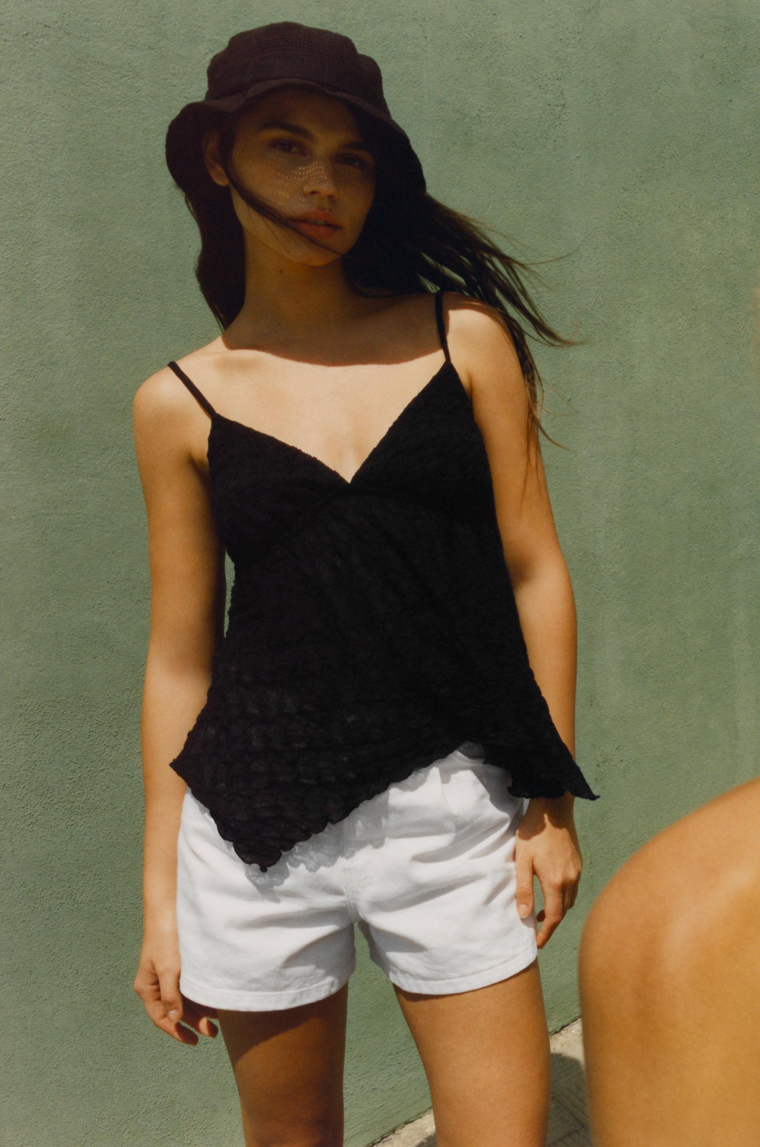 Textured strappy top Product Image