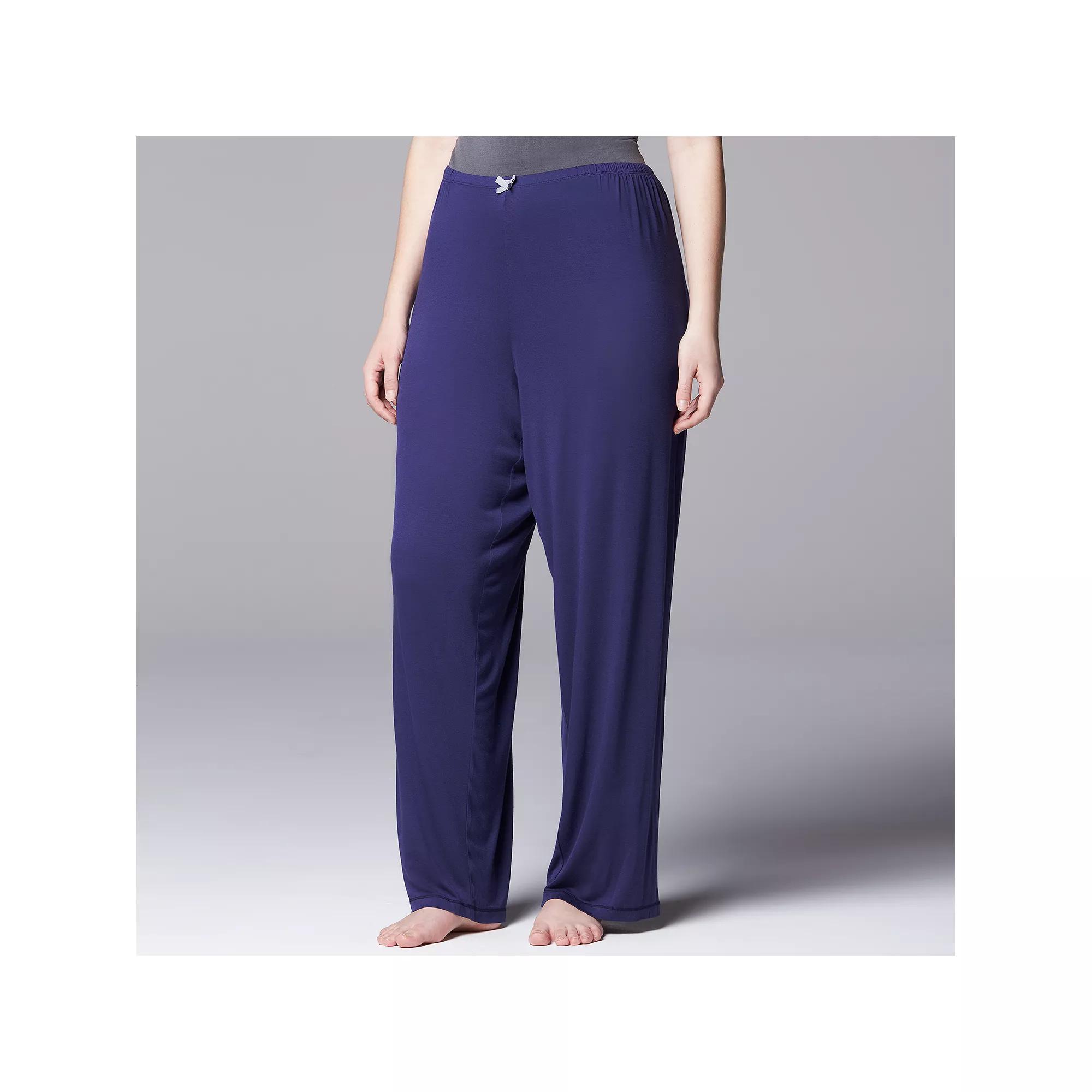 Plus Size Simply Vera Vera Wang Pajamas: Basic Luxury Pajama Pants, Women's, Size: 2XL, Blue Product Image