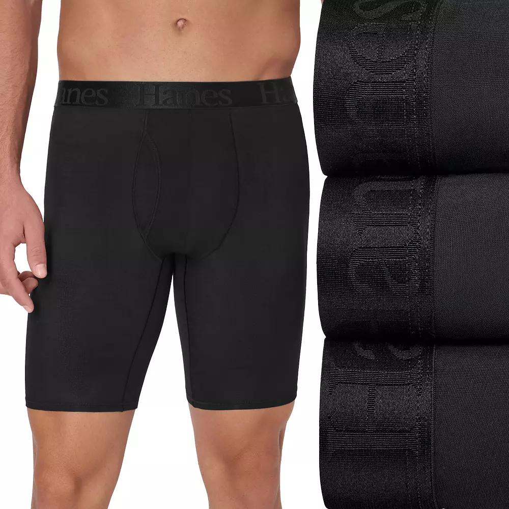 Men's Hanes® 3 Pack Originals Ultimate SuperSoft Long Leg Boxer Brief Underwear,  Product Image