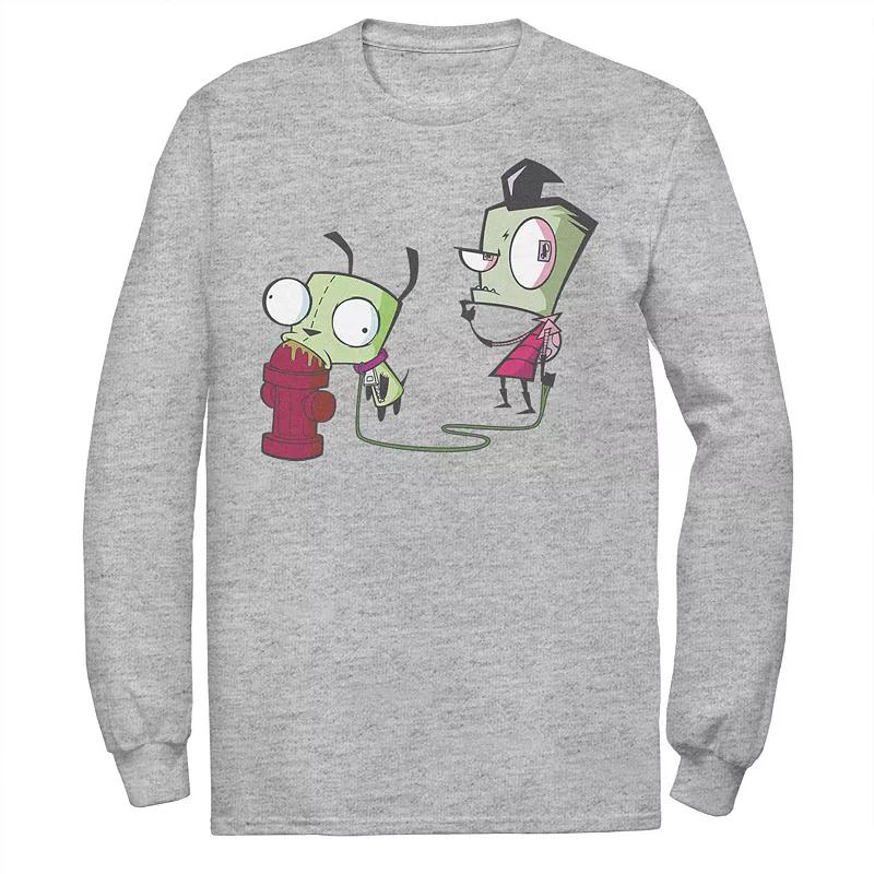 Men's Nickelodeon Invader Zim Walking Gir Fire Hydrant Portrait Long Sleeve Graphic Tee,  Product Image