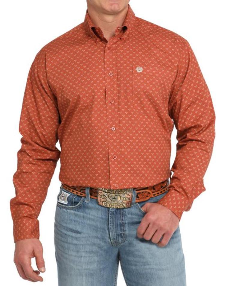 SALE Cinch® Men's L/S Orange Steer Head Print Button Shirt Product Image
