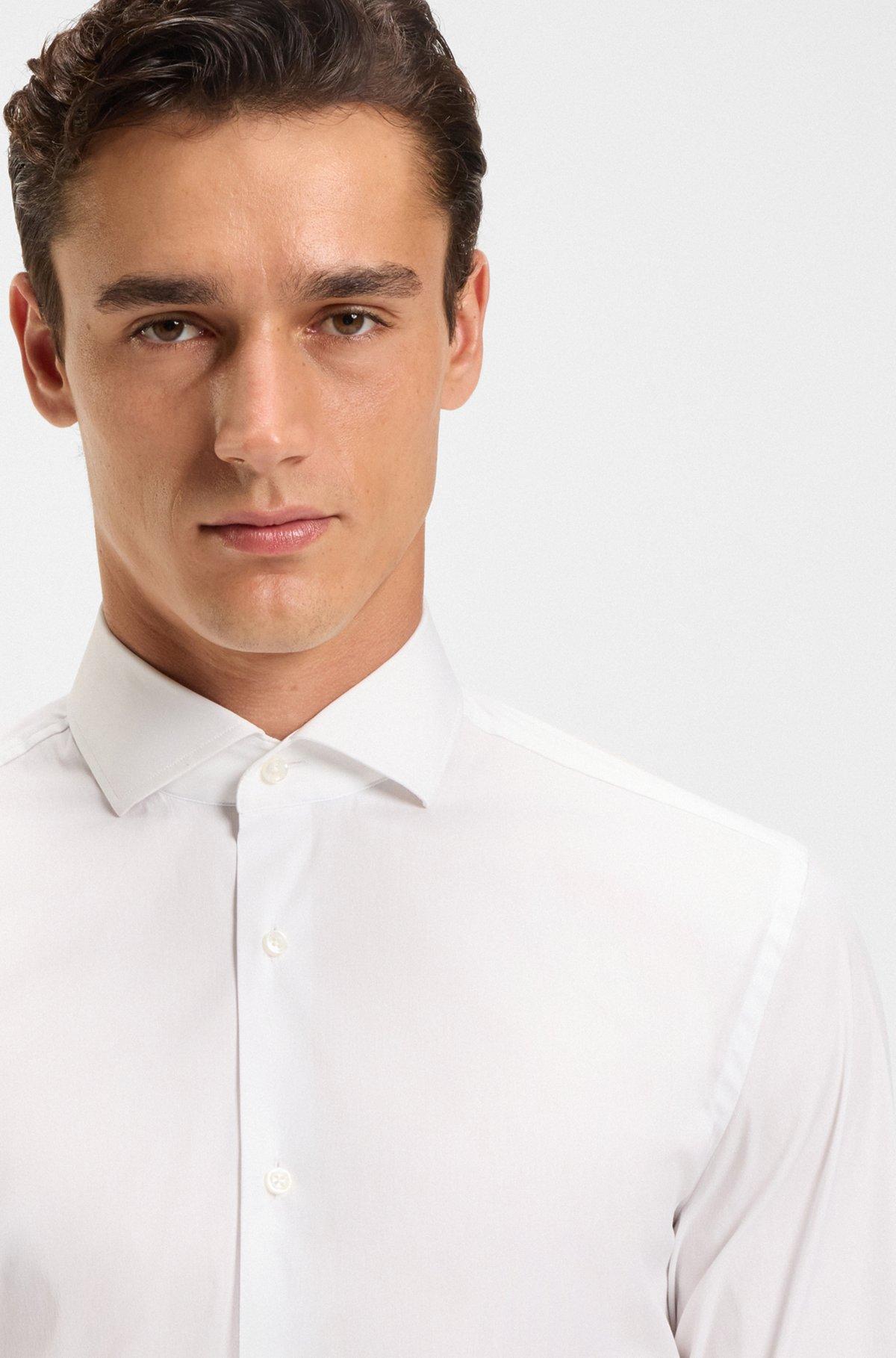 Easy-iron slim-fit shirt in cotton-blend poplin Product Image