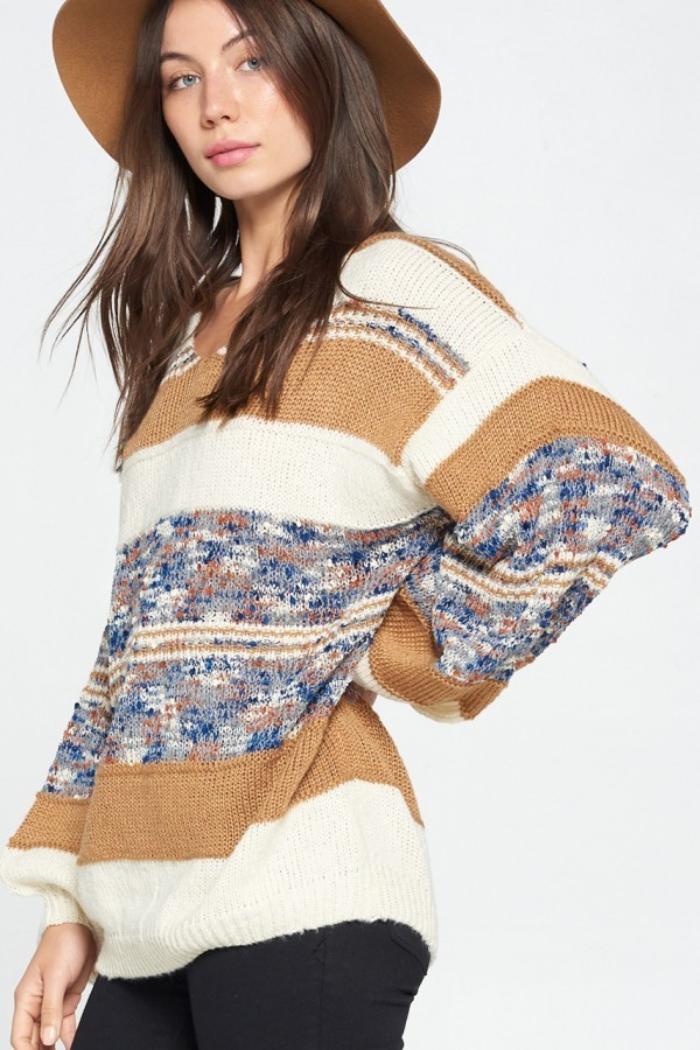 Color Block Mustard Sweater Product Image