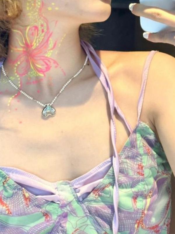 Irregular Print Splice Halter Cami Top Product Image