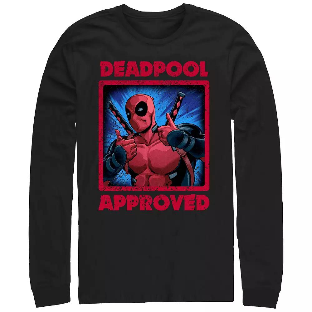 Men's Marvel Deadpool Approved Poster Long Sleeve Graphic Tee,  Product Image