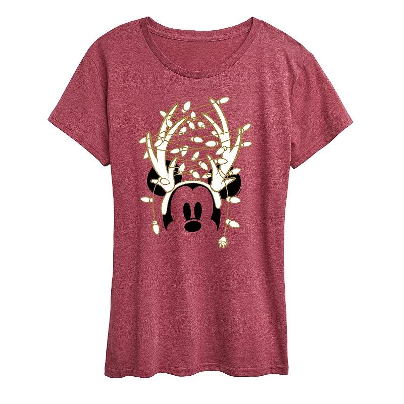 Disney's Mickey Mouse Women's Glitter Antlers Graphic Tee, Girl's,  Product Image