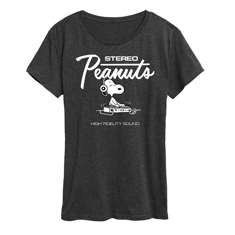 Womens Peanuts Snoopy DJ Graphic Tee Heather Grey Product Image