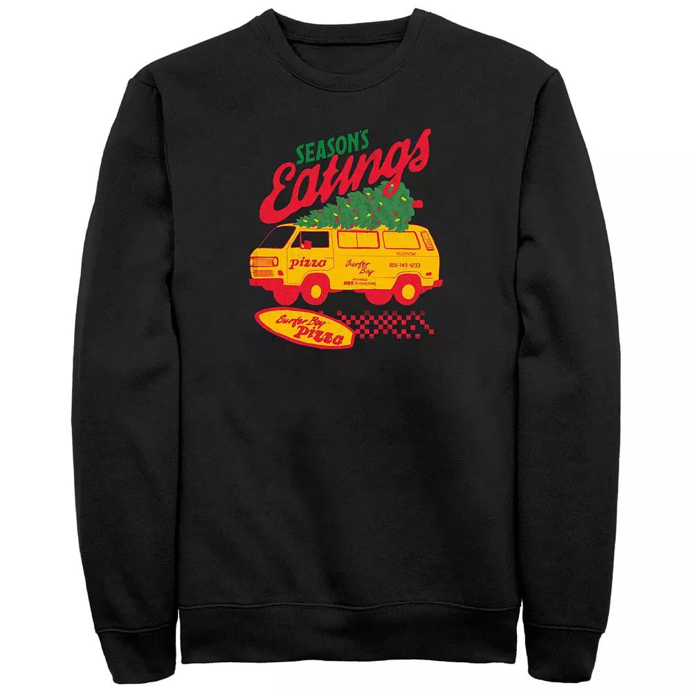 Men's Stranger Things Surfer Boy Pizza Season's Greetings Graphic Fleece,  Product Image