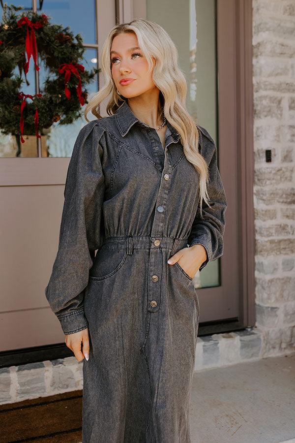 City Chic Denim Midi in Vintage Black Product Image