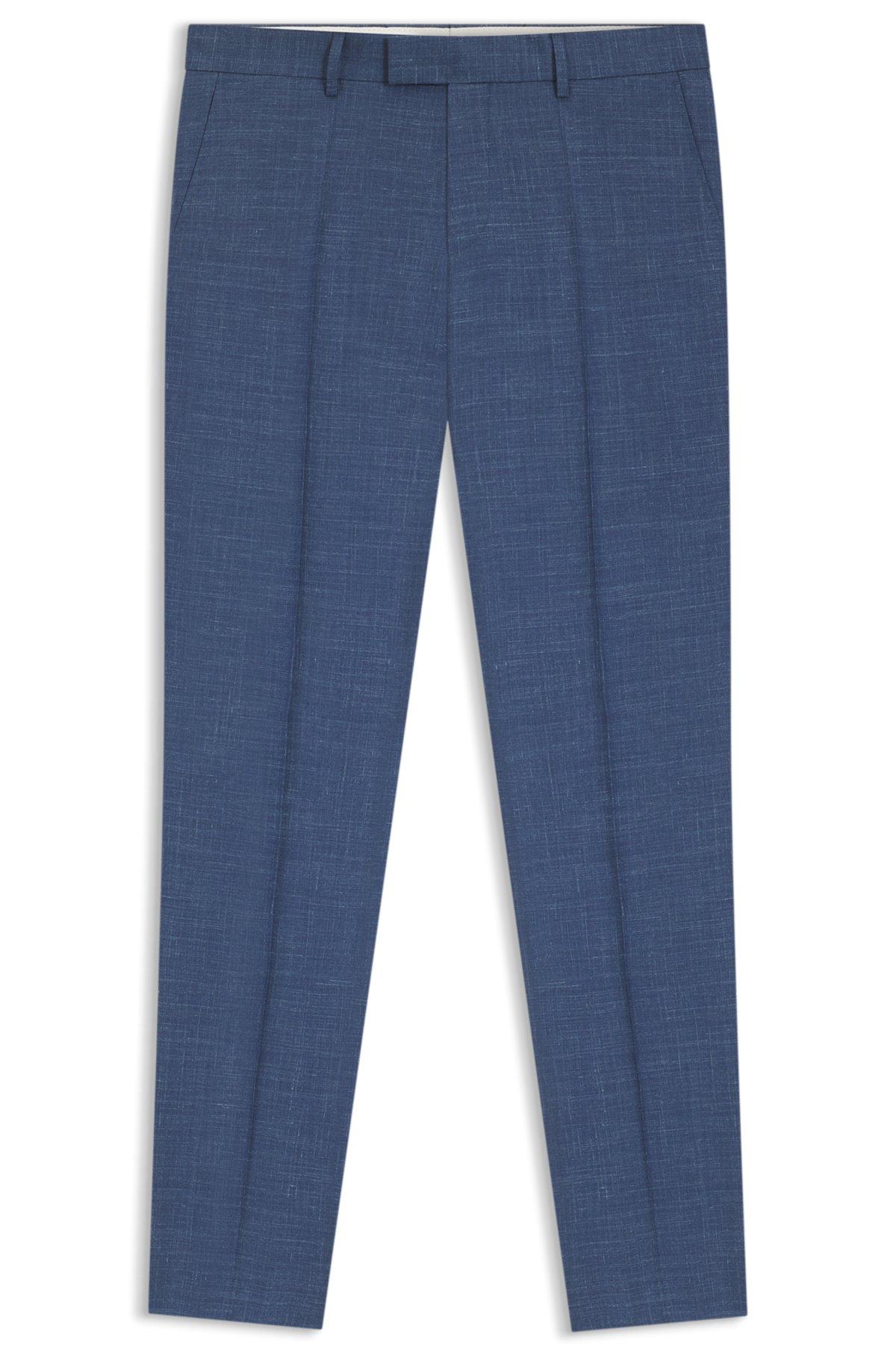 Slim-fit trousers in virgin wool, silk and linen Product Image