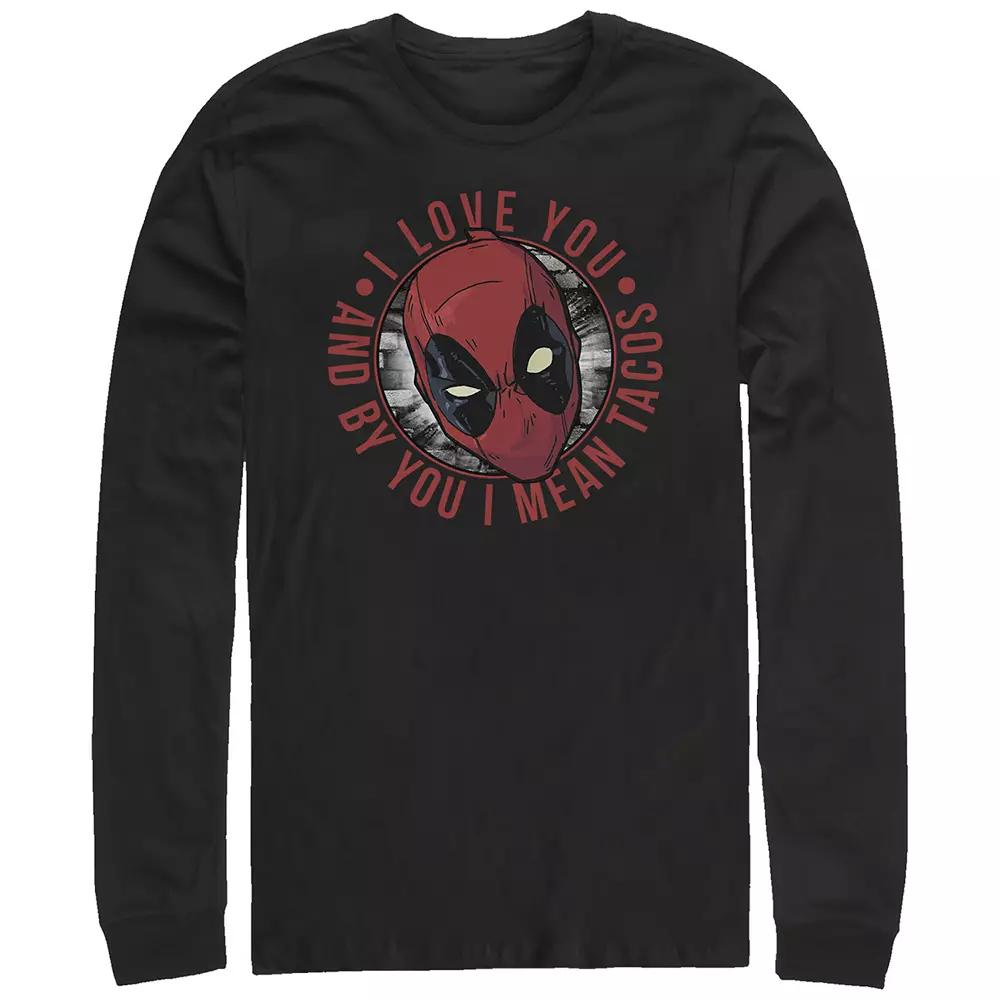 Big & Tall Marvel Deadpool I Love Tacos Long Sleeve Graphic Tee, Men's,  Product Image