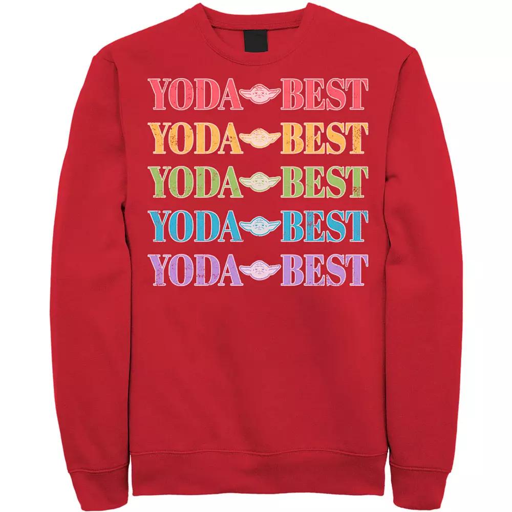 Men's Star Wars Pride Yoda Best Rainbow Text Stack Sweatshirt,  Product Image
