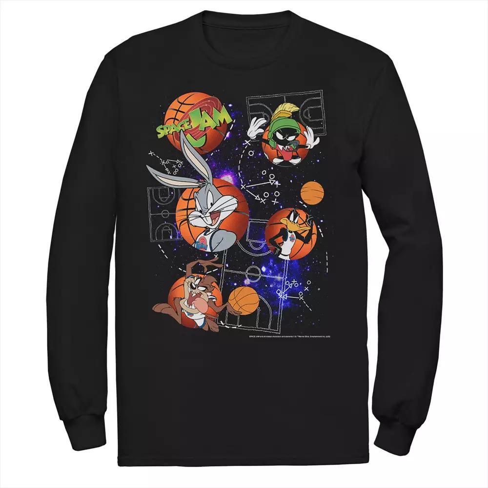 Men's Looney Tunes Space Jam Group Shot Basketball Sketches Tee,  Product Image