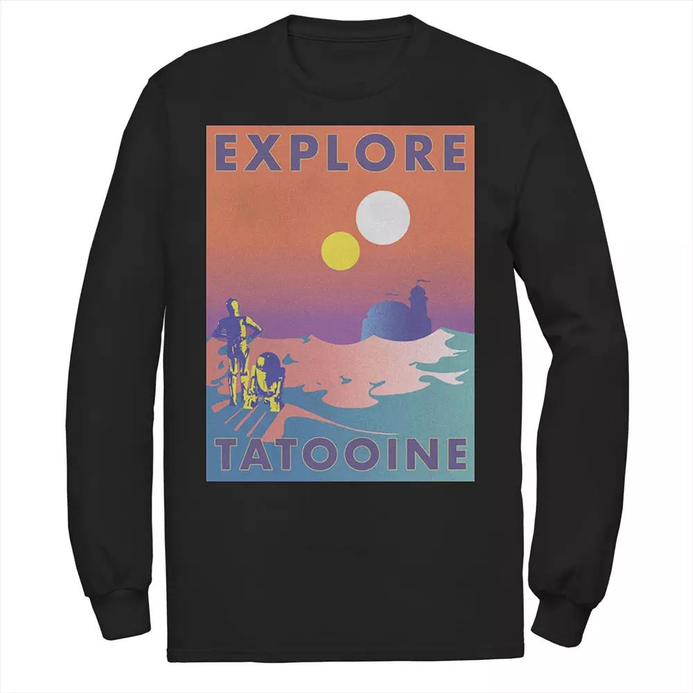 Men's Star Wars Explore Tatooine Faded Retro C-3PO & R2-D2 Poster Tee,  Product Image