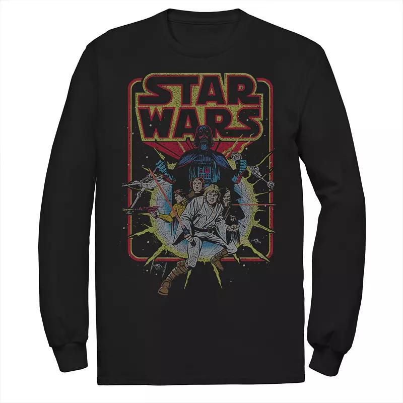 Disney's Star Wars Men's Old School Comic Cover Long Sleeve Tee, Size: 5XL, Black Product Image