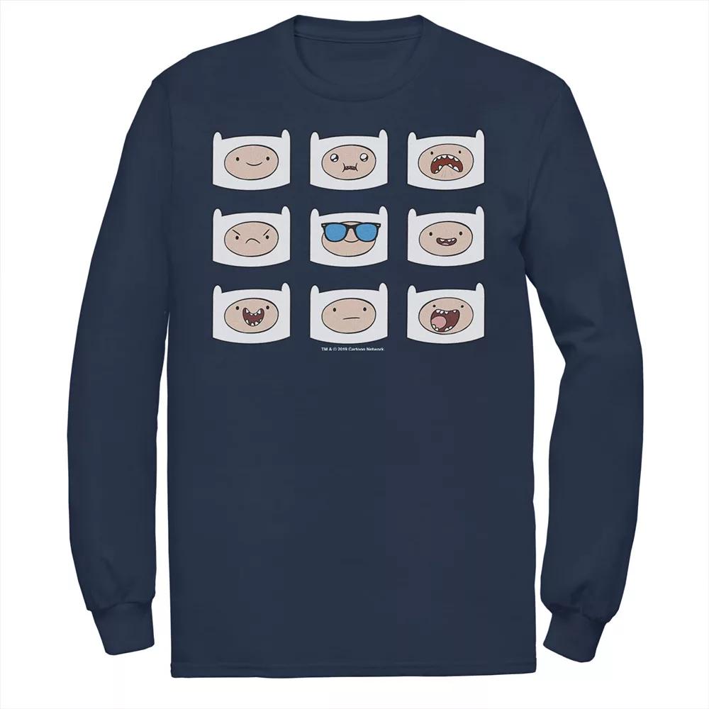 Men's Adventure Time Finn's Many Faces Grid Long Sleeve Graphic Tee,  Product Image