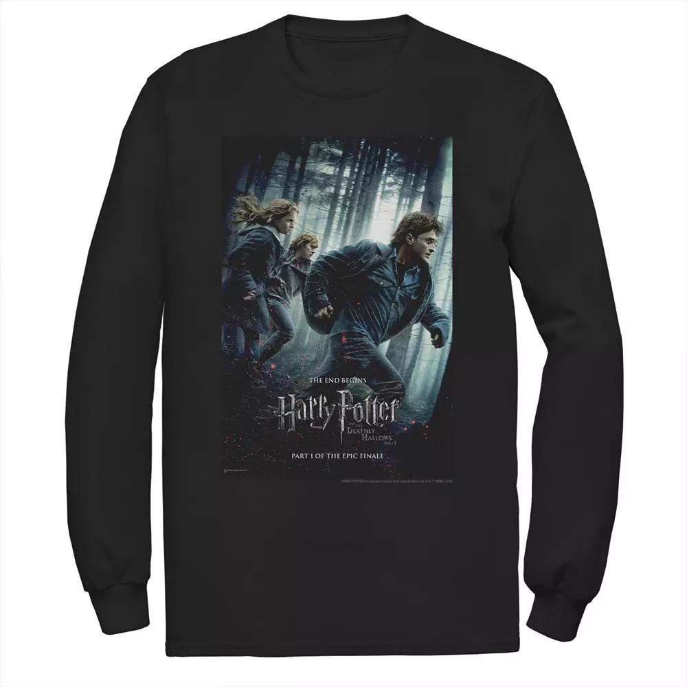 Men's Harry Potter Deathly Hallows Group Shot Poster Long Sleeve Graphic Tee,  Product Image