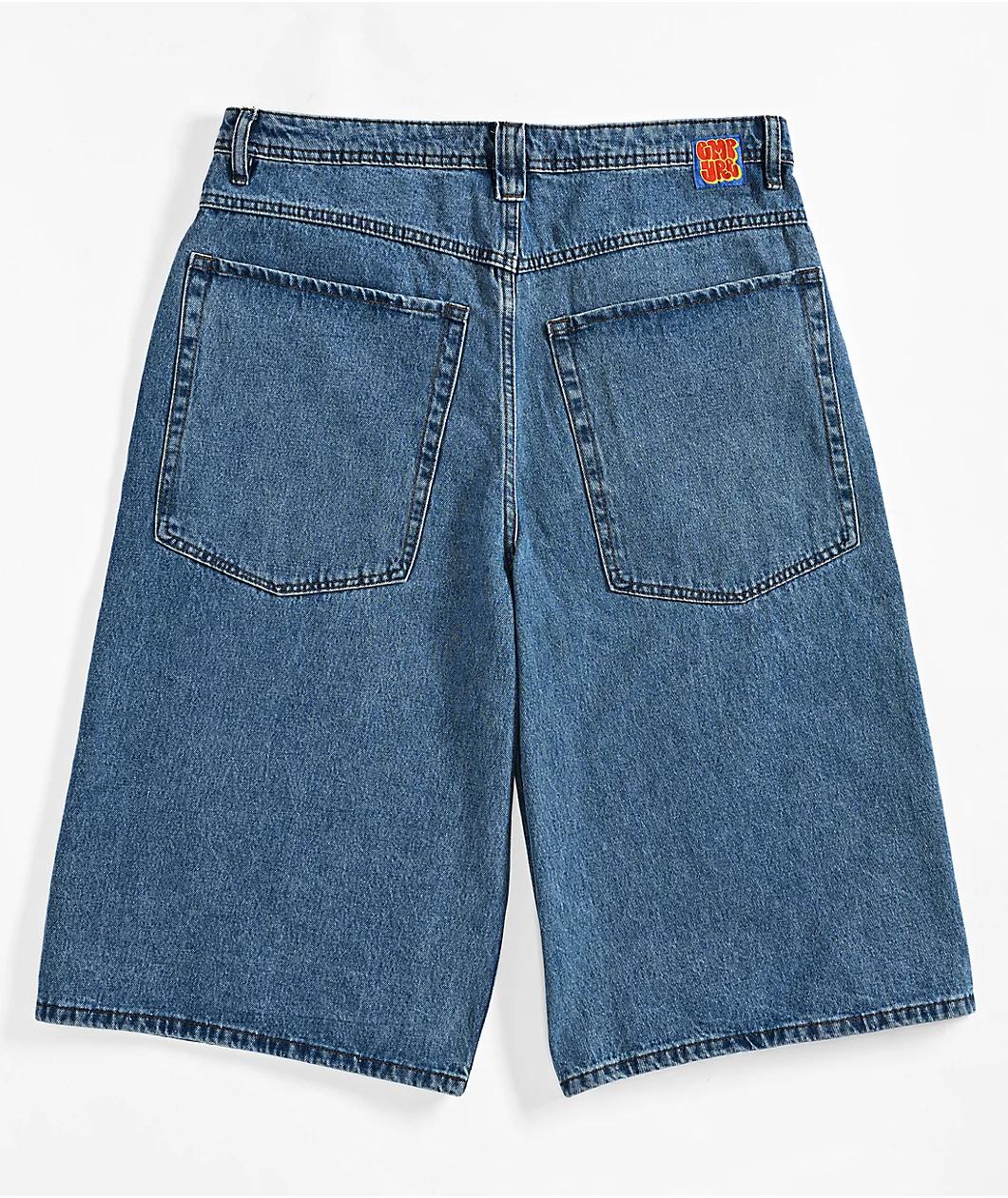 Empyre Blake Ultra Wide Blue Denim Skate Shorts Product Image