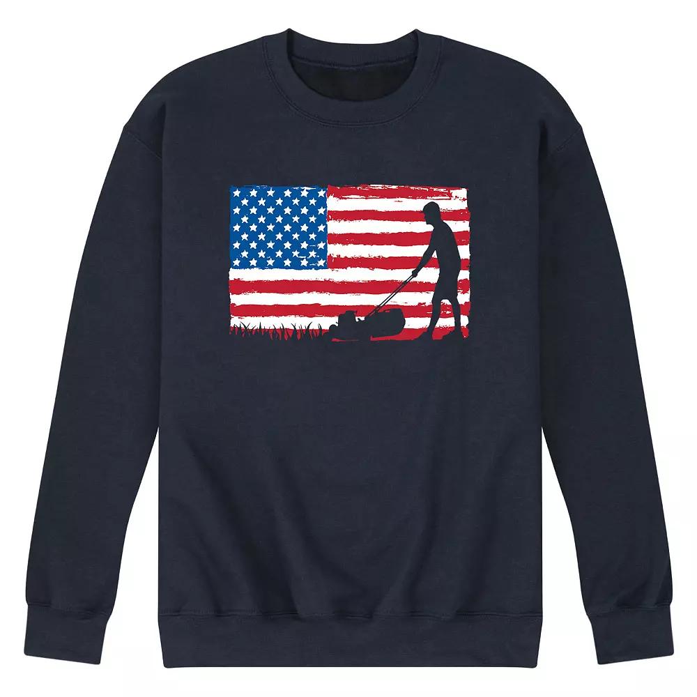 Men's Lawn Mower Flag Graphic Fleece Pullover,  Product Image
