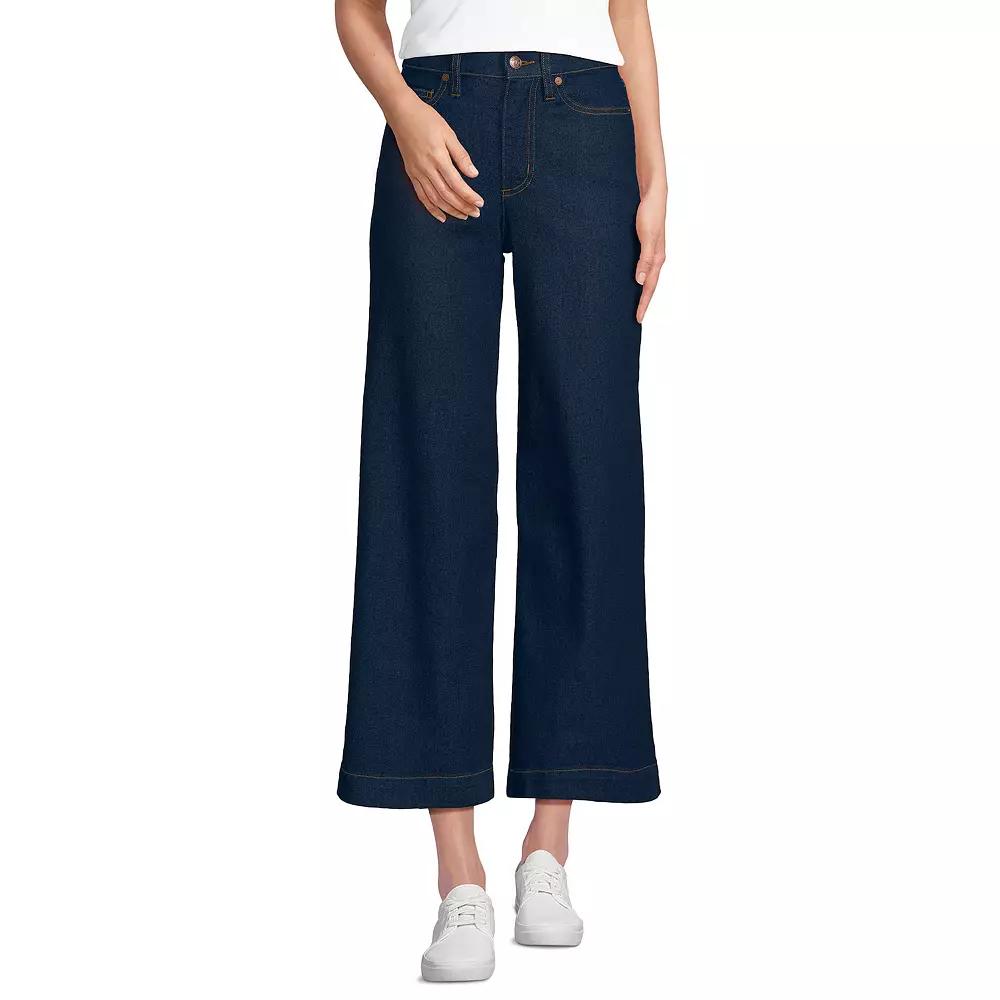 Women's Lands' End Recover Denim High Rise Wide Leg Crop Jeans,  Product Image