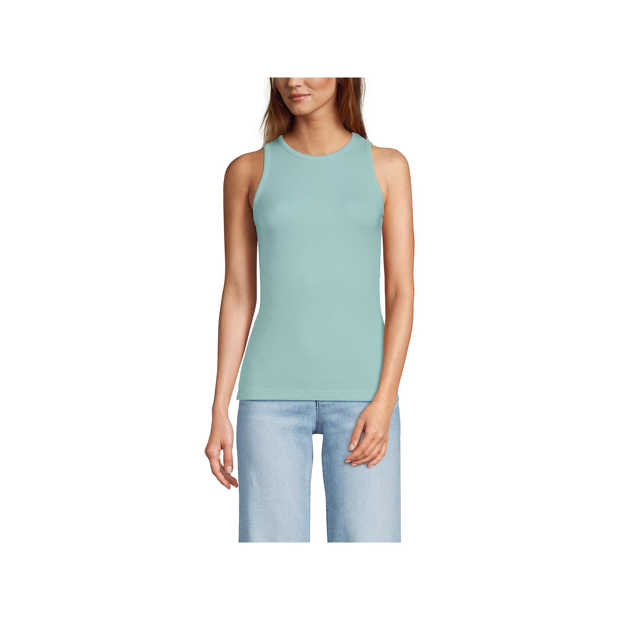 Women's Lands' End Drapey Rib Fitted Tank Top,  Product Image