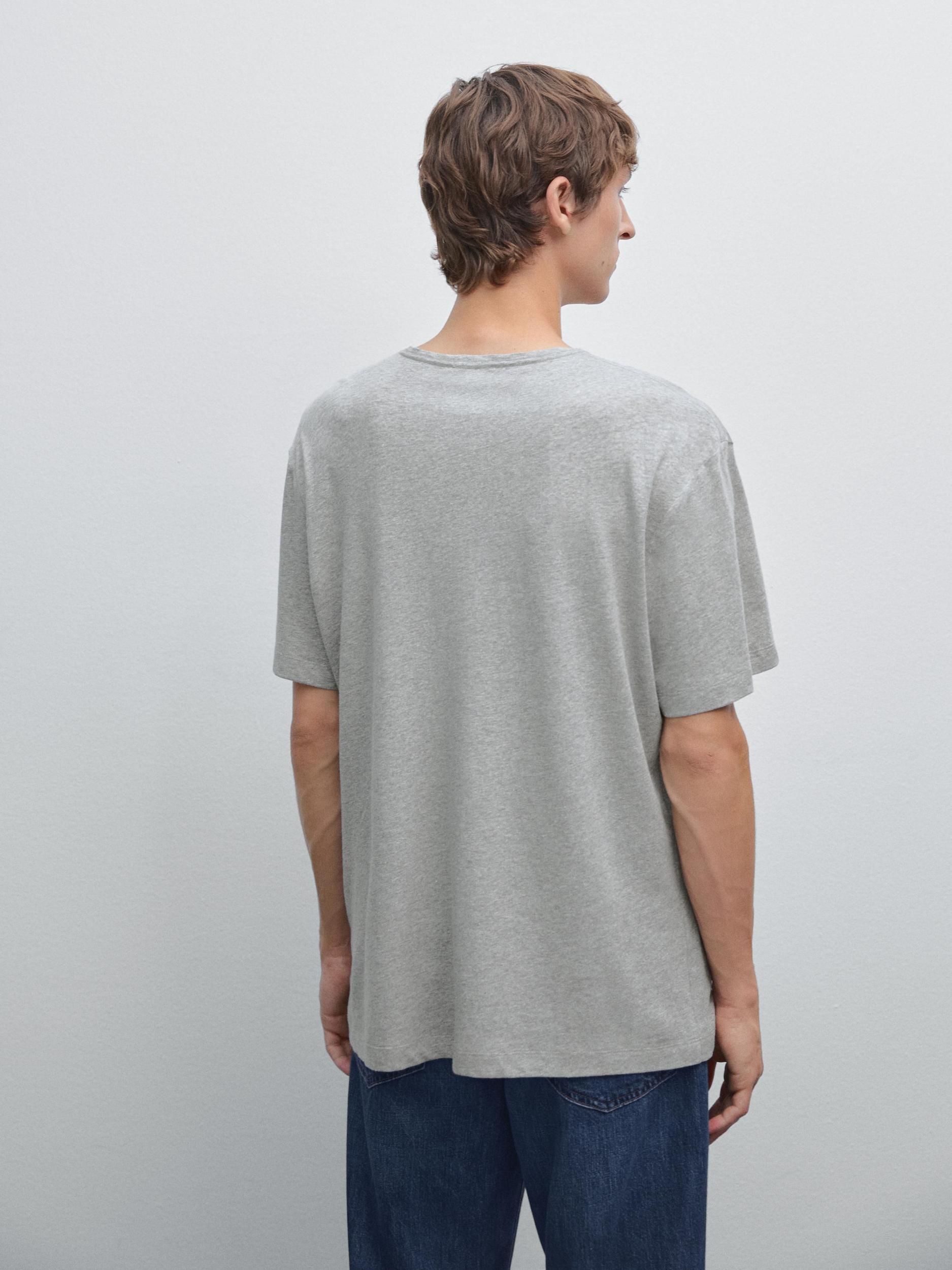 Melange cotton and linen t-shirt Product Image