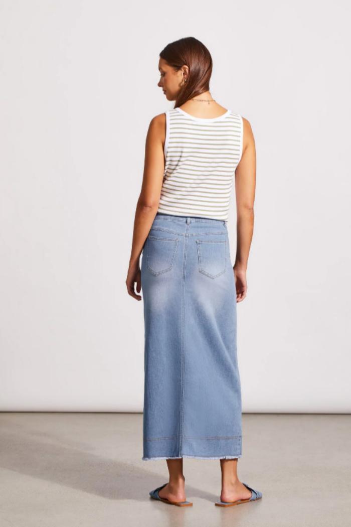 Full Length Denim Skirt With Slit Product Image
