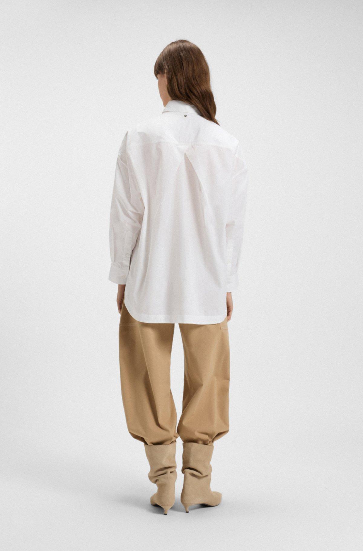 BOSS - Oversize-fit blouse in cotton poplin - White Product Image