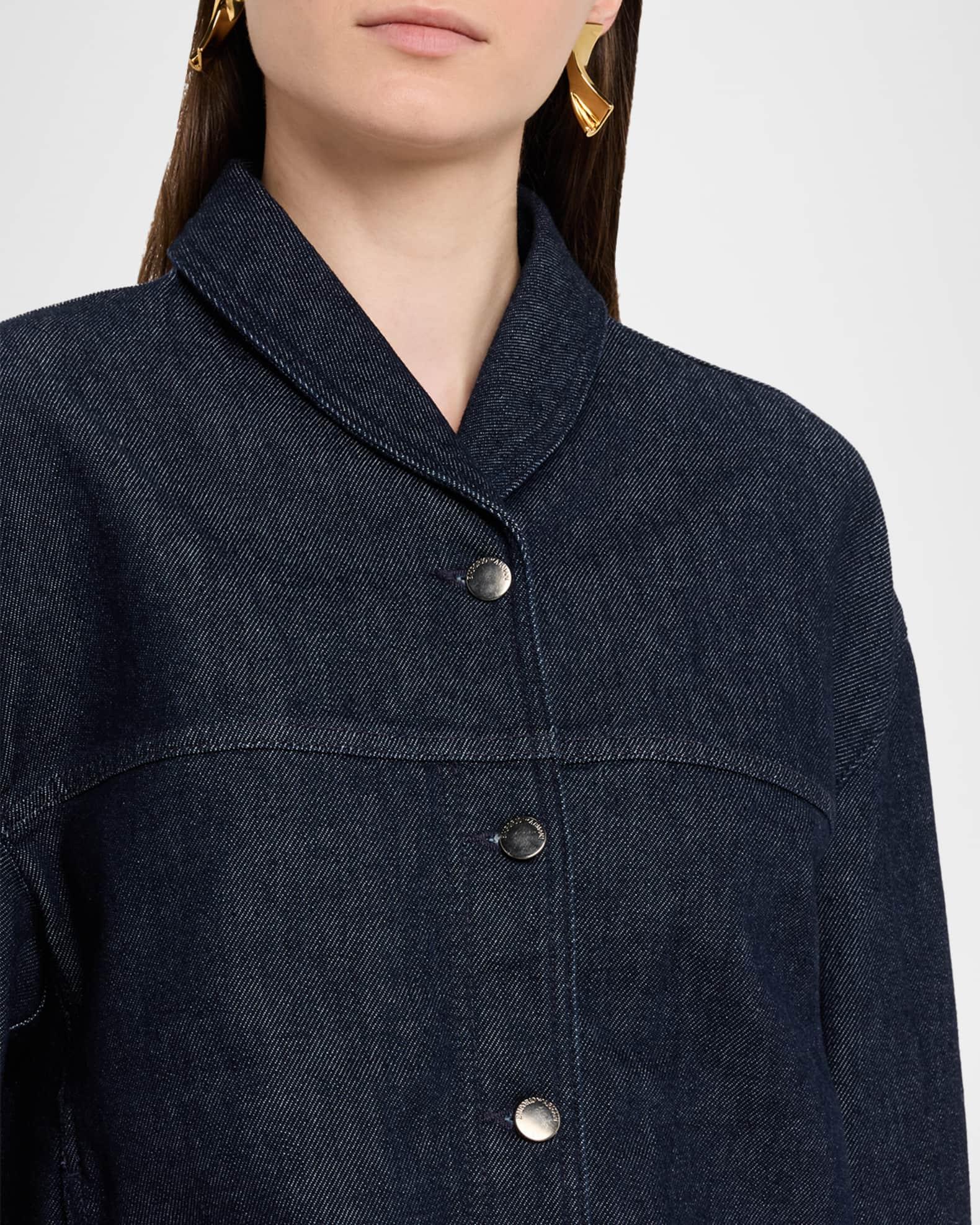 Shawl-Collar Cotton Denim Jacket Product Image