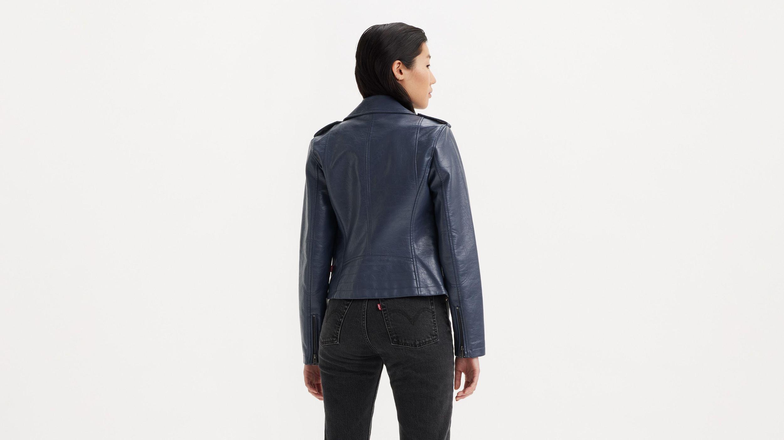 Faux Leather Moto Jacket Product Image