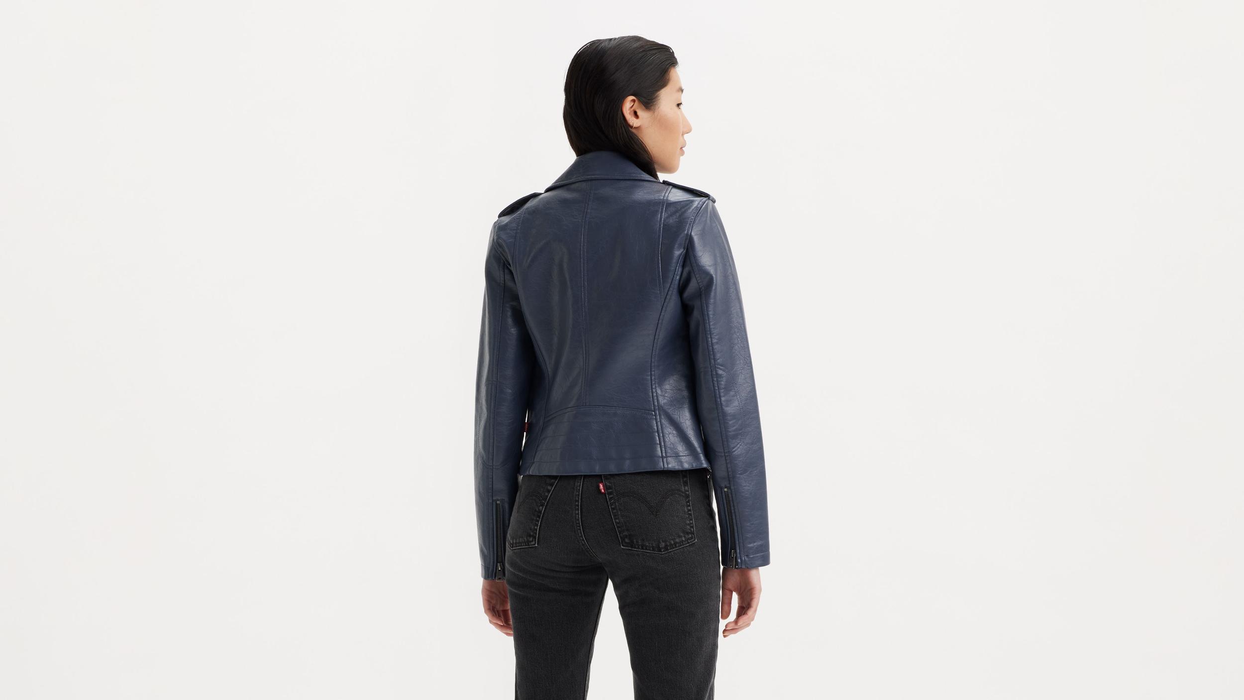 Faux Leather Moto Jacket Product Image