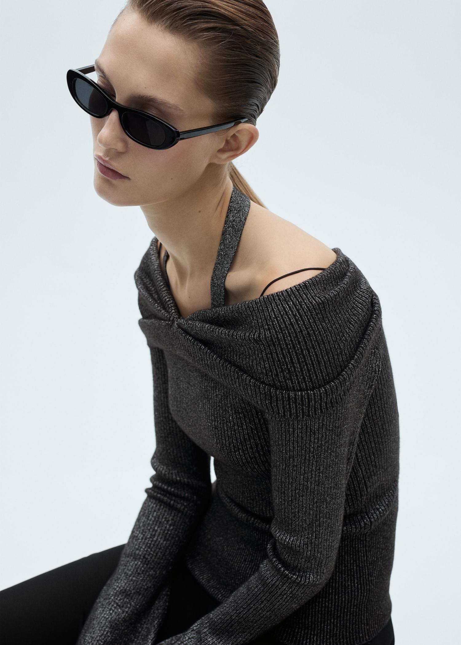 Lurex sweater with bare shoulders - Women | MANGO USA Product Image