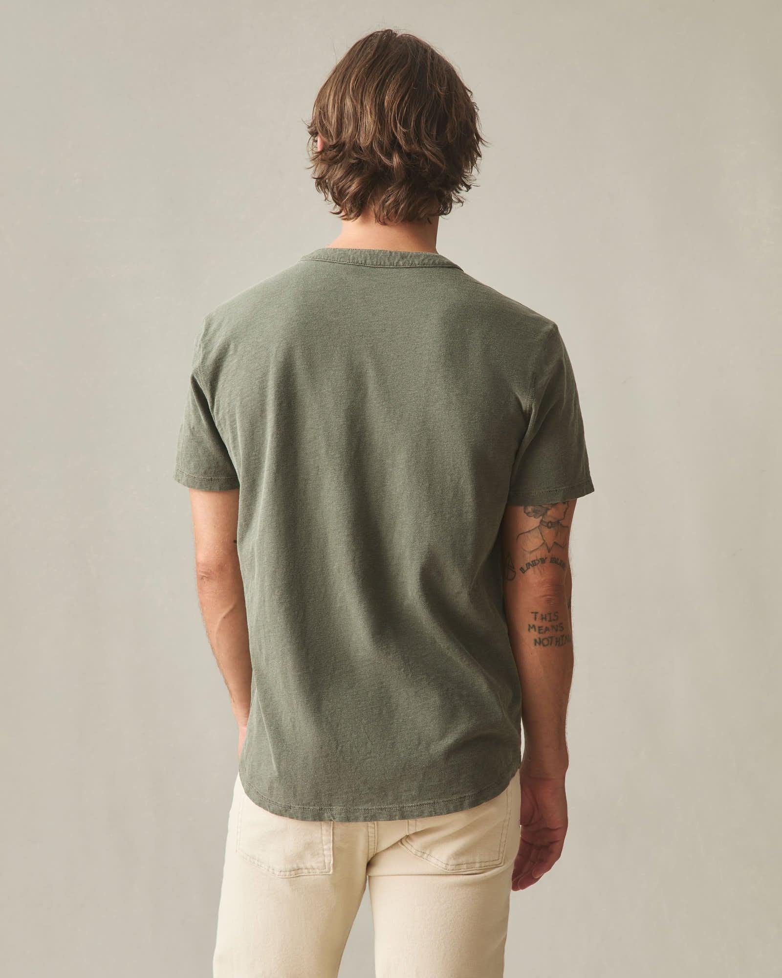 Men's Broken-In Premium Slub Henley - Washed Olive Male Product Image