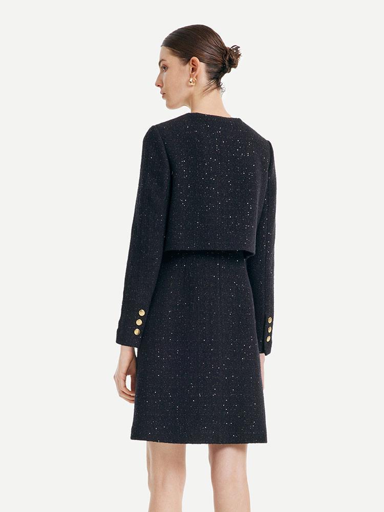 Tweed Fake Two-piece Tailored Wool Dress Product Image